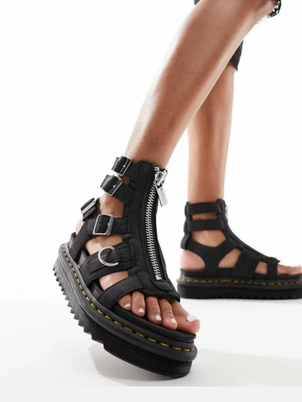 Dr Martens Black Olson Gladiator Platform Sandals NEW